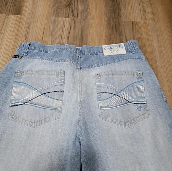 Vintage Y2K Southpole Jean Shorts Mens 40 Baggy Loose Checkered Blue Faded - Picture 7 of 9